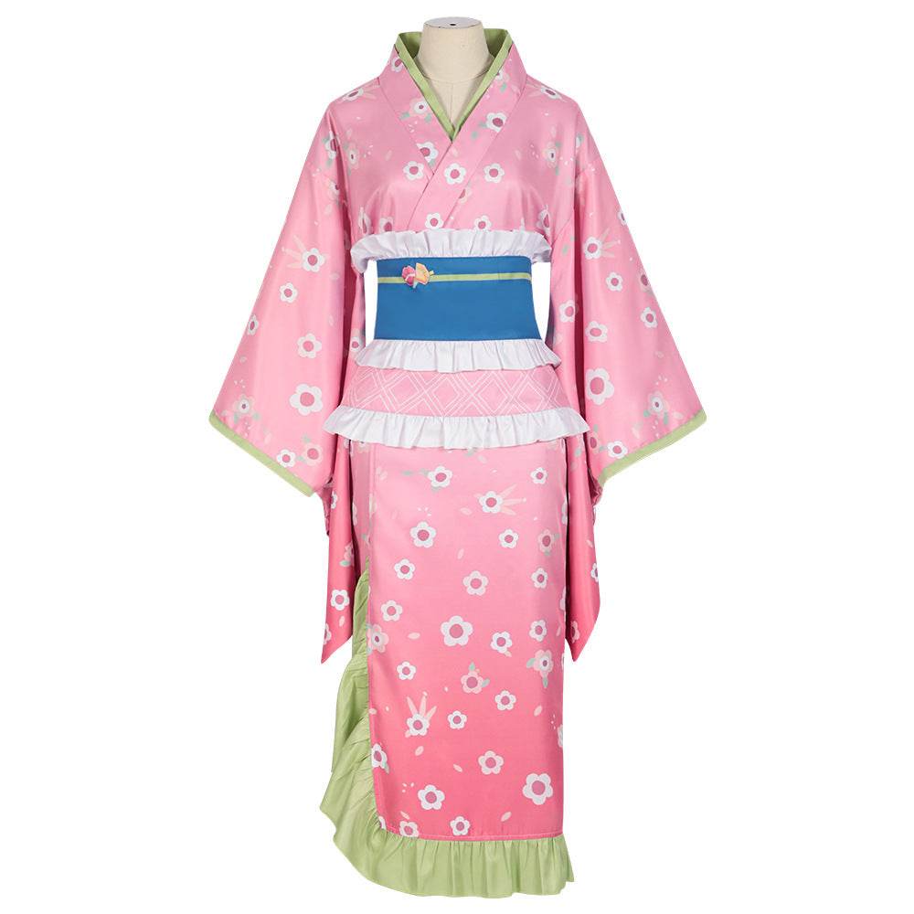 Kanroji Mitsuri Cosplay Costume Women Pink Kimono Party Carnival - Azufun