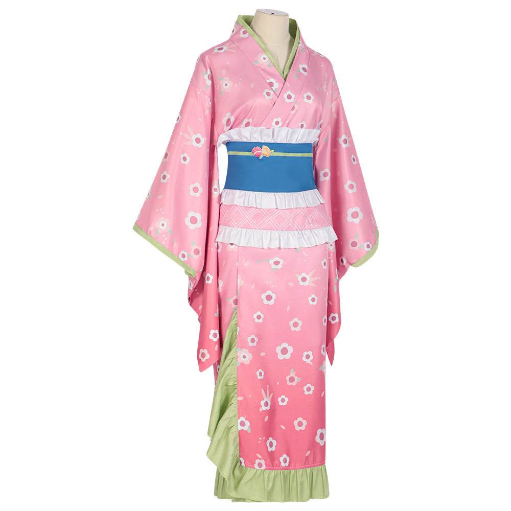 Kanroji Mitsuri Cosplay Costume Women Pink Kimono Party Carnival - Azufun