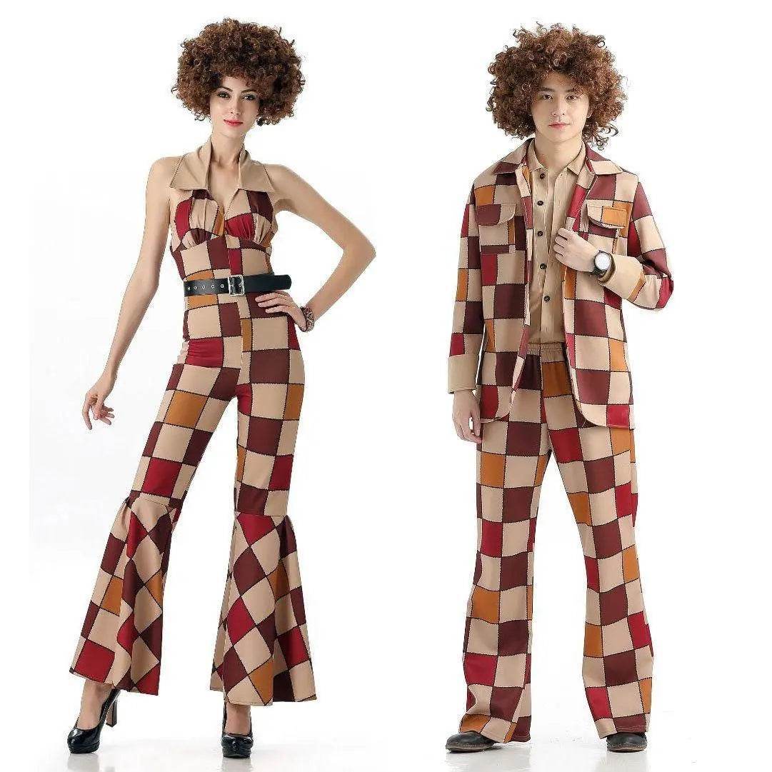 1920s Disco Stage Masquerade Fancy Dress Costumes Halloween For Women Men Leisure Suit - Azufun