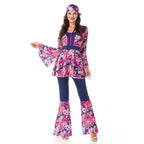 1970s Retro Disco Couple Hippie Hhip Hop Stage Costume Women Men Fancy Dress Halloween - Azufun