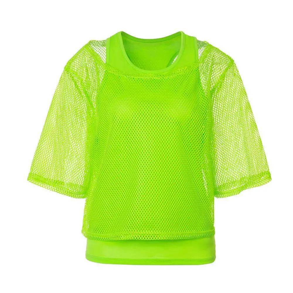 1980s Top Fishnet Women T-shirt 80s Costumes Cosplay Party Carnival - Azufun