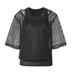 1980s Top Fishnet Women T-shirt 80s Costumes Cosplay Party Carnival - Azufun