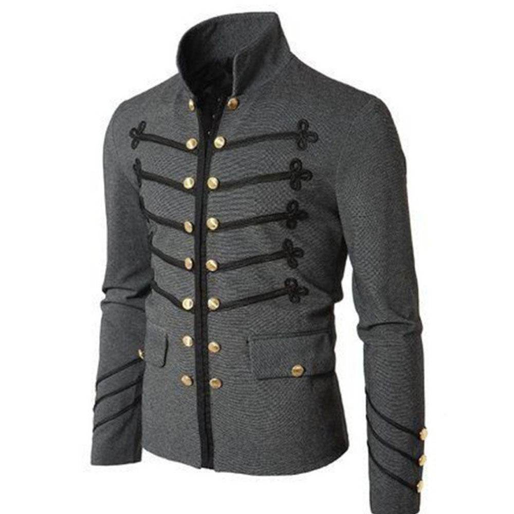 Men's Medieval Vintage Embroidered Button Jacket Outfits Carnival - Azufun