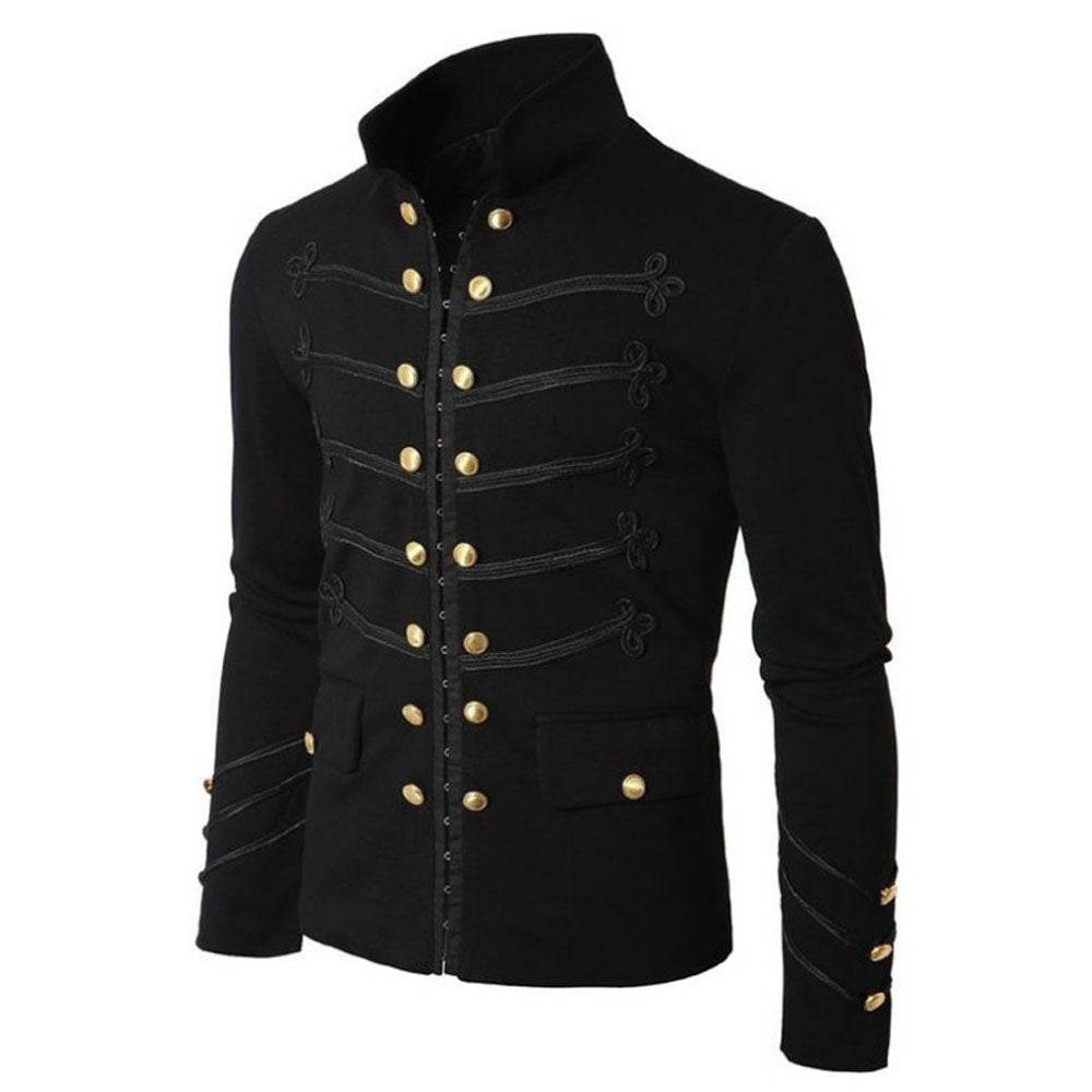 Men's Medieval Vintage Embroidered Button Jacket Outfits Carnival - Azufun