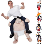 Striped Uncle White Beard Red Checkered Sumo Funny Puppet Costumes - Azufun