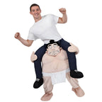 Striped Uncle White Beard Red Checkered Sumo Funny Puppet Costumes - Azufun