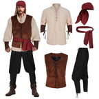 Halloween Caribbean Pirates Vest Adult Stage Costume - Azufun