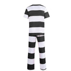 Halloween prison striped prisoner uniform role play adult costume - Azufun