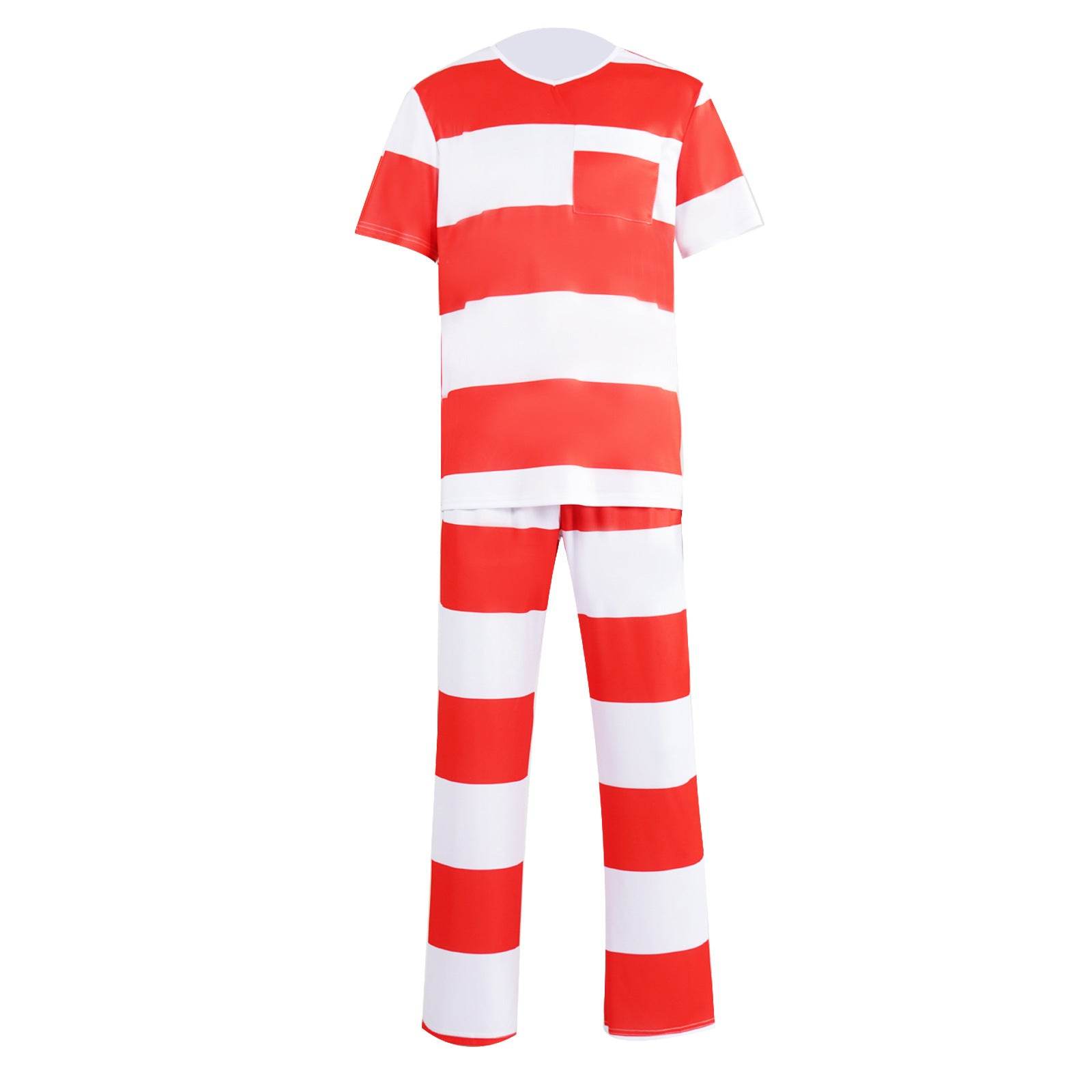 Halloween prison striped prisoner uniform role play adult costume - Azufun