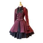 Medieval cos Renaissance gothic dress Retro bow ruffled punk cosplay skirt - Azufun