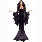 Halloween Bat Witch Ghost Bride Costume Vampire Dress for Women - Azufun