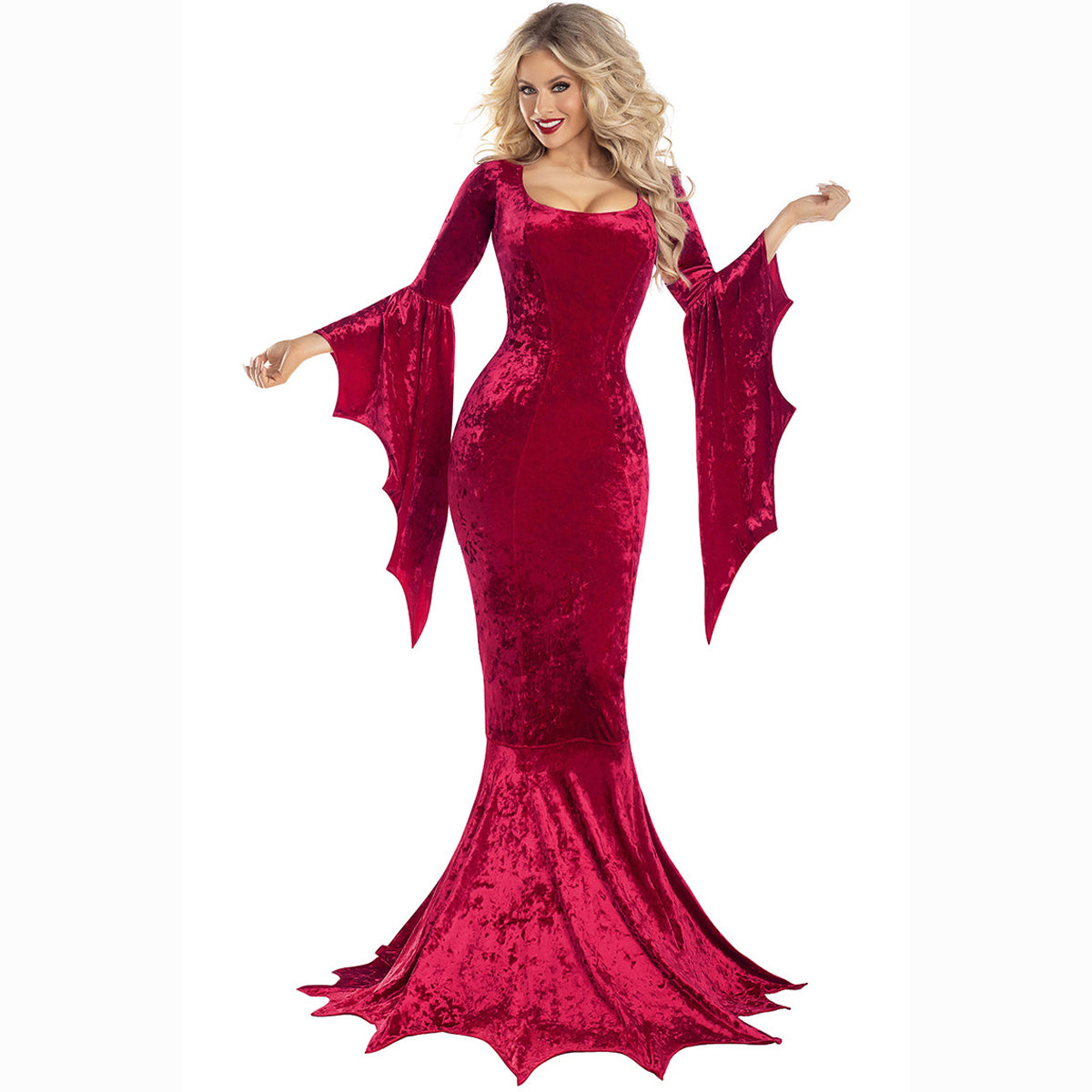 Halloween Bat Witch Ghost Bride Costume Vampire Dress for Women - Azufun