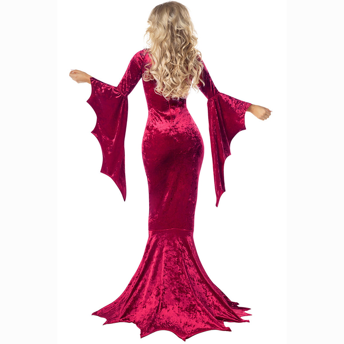 Halloween Bat Witch Ghost Bride Costume Vampire Dress for Women - Azufun