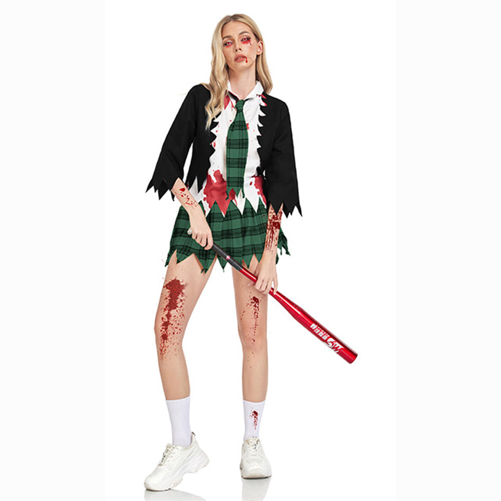 College Vampire Outfit Horror Zombie Student Uniform Party Women Halloween - Azufun