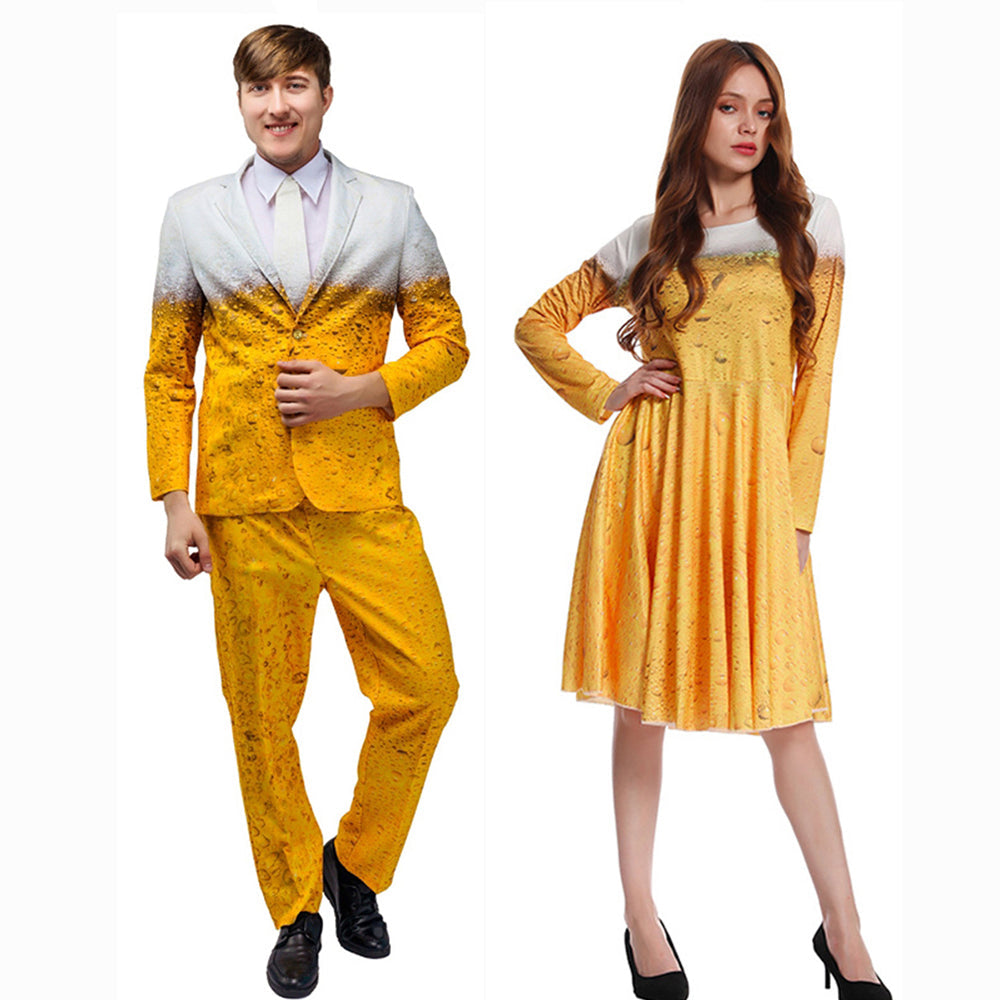 Beer Costume Funny Costume Oktoberfest Outfits Dress For Men Women Halloween Carnival - Azufun