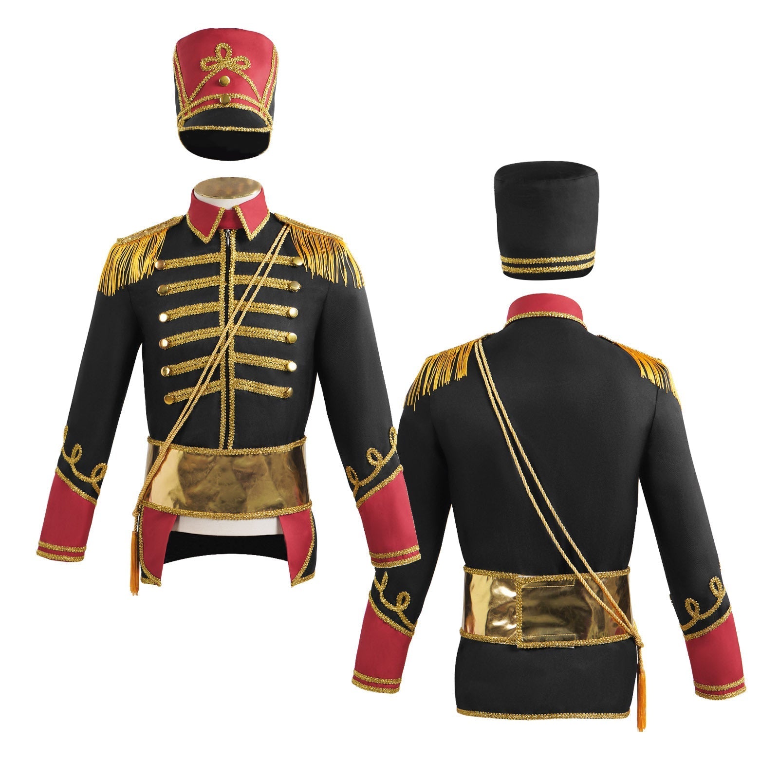 British Hussar Tunic Royal Prince Tailcoat Drummer Parade Costume Jacket Men Halloween - Azufun