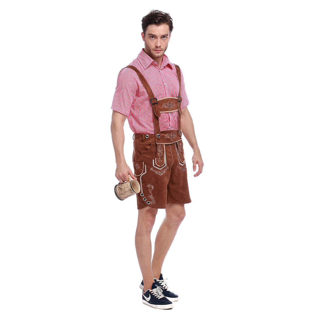 Men German Oktoberfest Outfit Beer Waiter Halloween Costume - Azufun