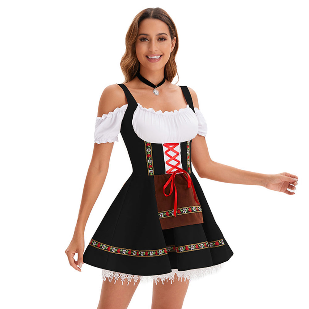 Oktoberfest Costume Women German Bavarian Beer Girl Dirndl Dress Carnival Halloween - Azufun