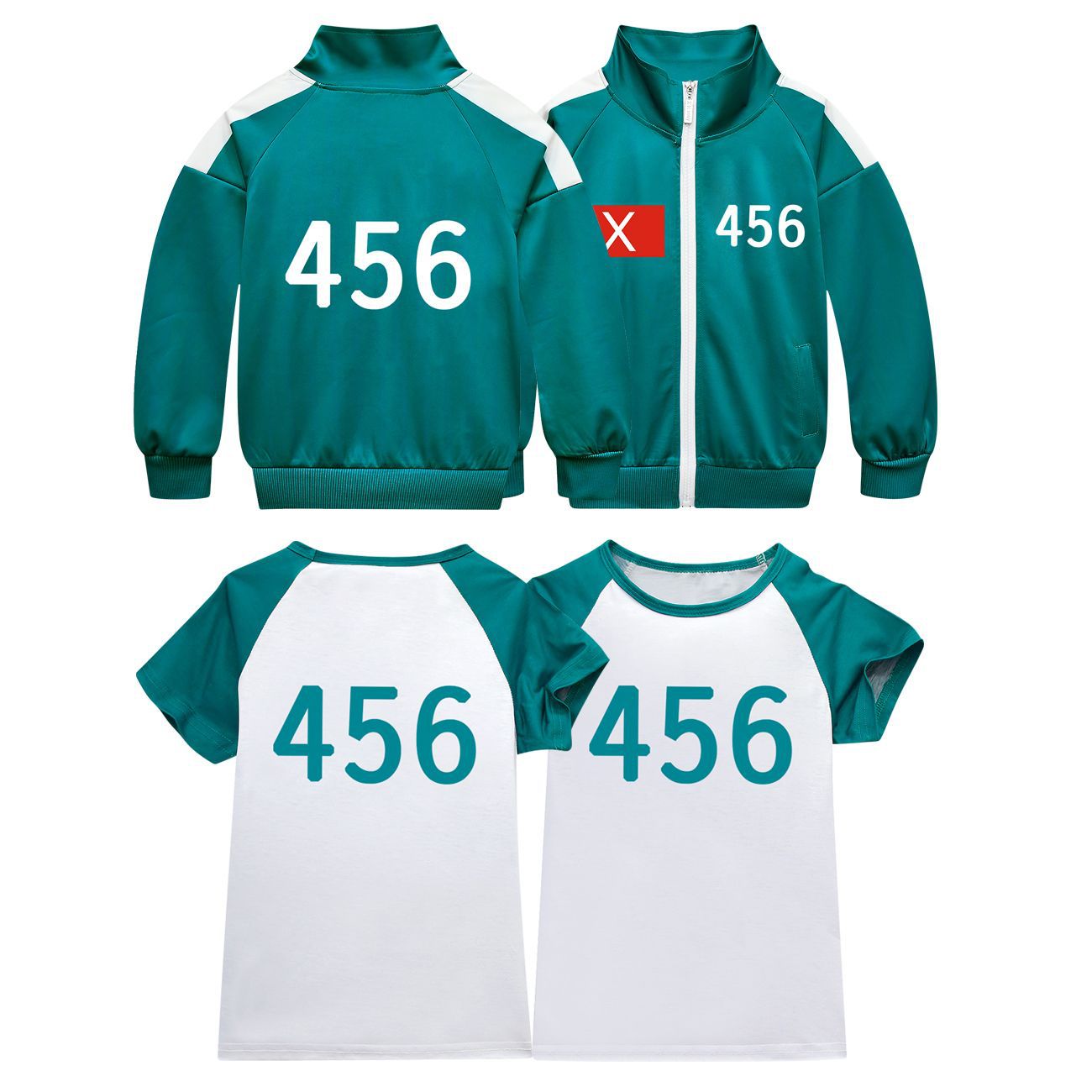 Players Tracksuit Costume Game Cosplay Squid Green Jacket Shirt For Adult Kids - Azufun