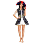 Blue Pattern Pirate Uniform Costume For Party Women Halloween