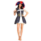 Blue Pattern Pirate Uniform Costume For Party Women Halloween