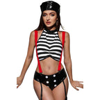 Mime Character Costumes White Stripes Suit Nightclub For Women