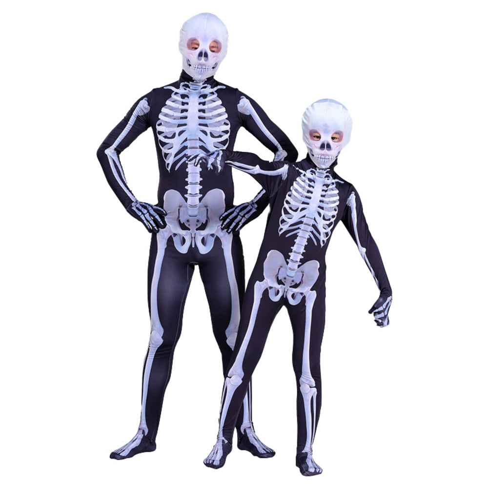 Skull Skeleton Jumpsuit Outfits Cosplay Costume Party For Kids