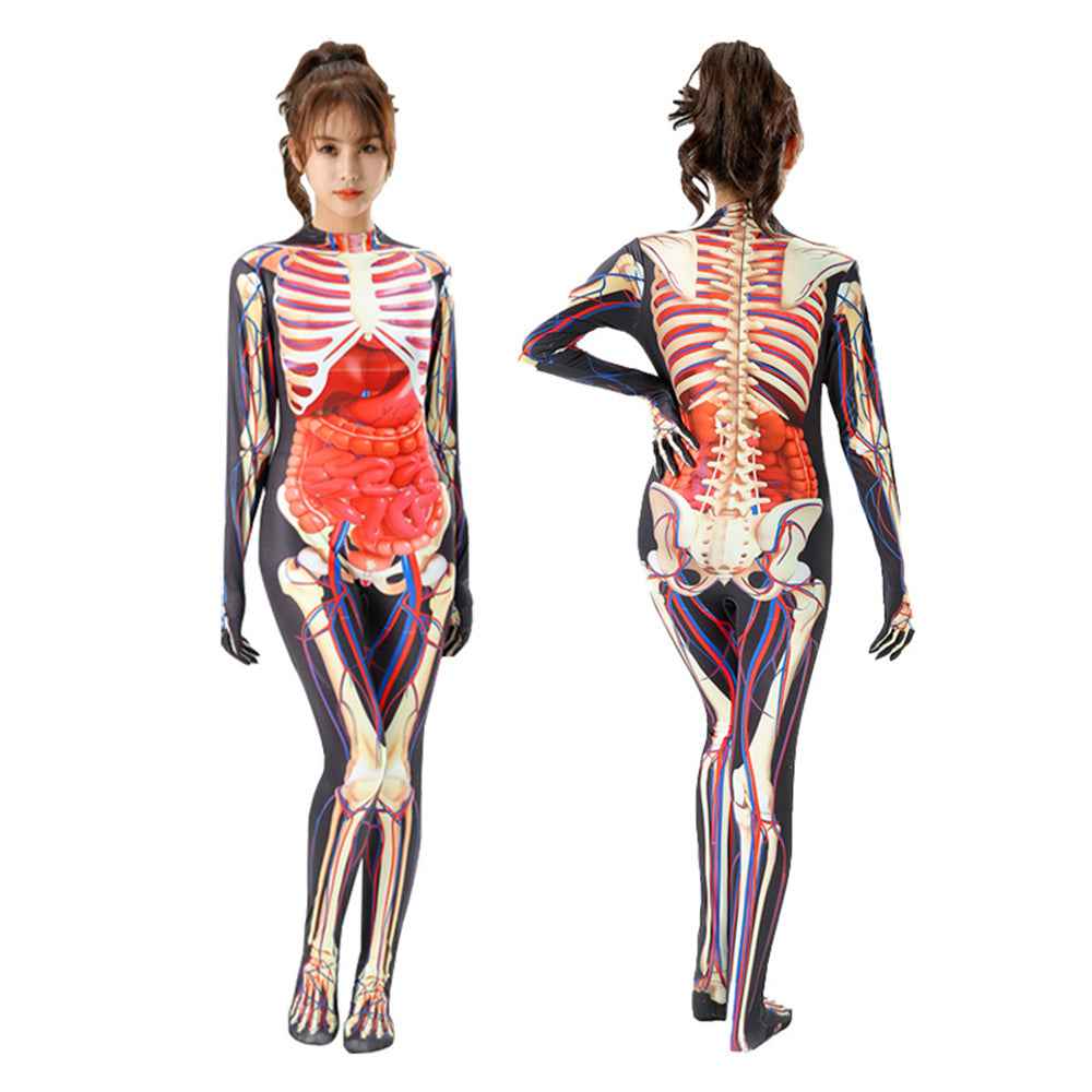 Skull Skeleton Jumpsuit Outfits Cosplay Costume Party For Kids
