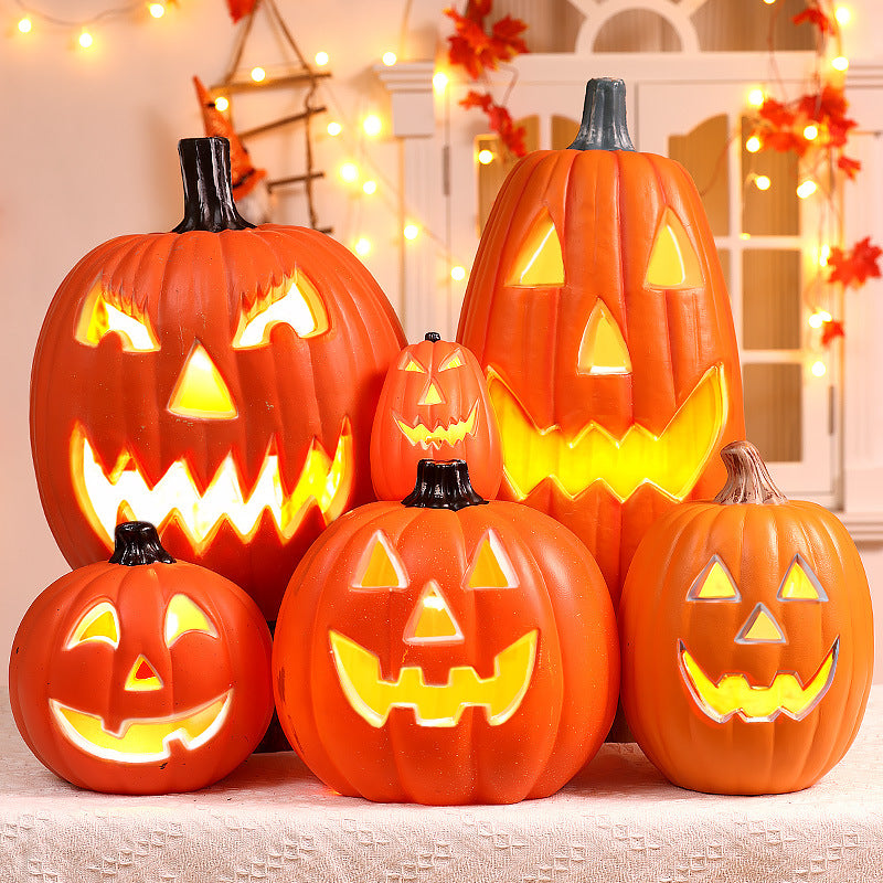 Light-Up Pumpkin Lantern Halloween Scene Decorations Fabric Items