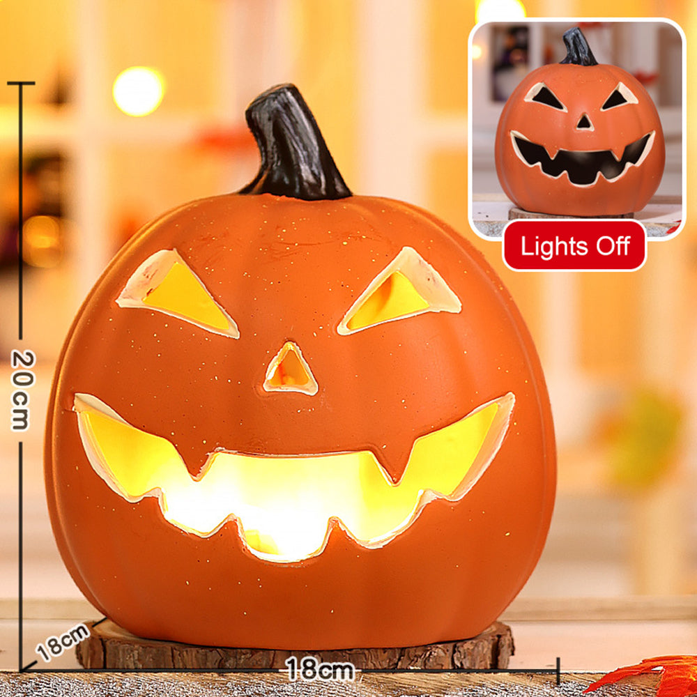 Light-Up Pumpkin Lantern Halloween Scene Decorations Fabric Items