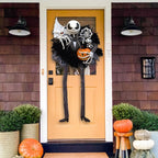 Halloween Hanging Front Door Decor Spooky Pumpkin Wreath