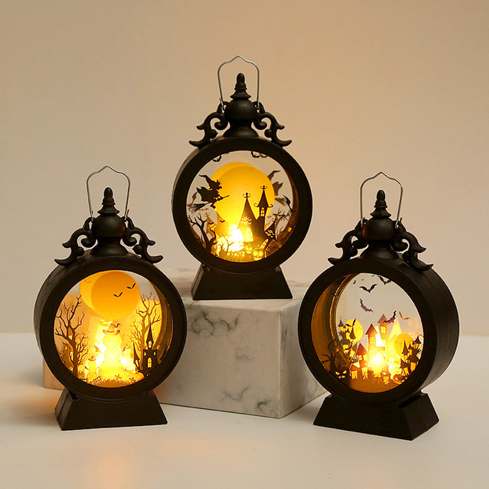LED Vintage Round Handheld Lantern Halloween Decorative Light