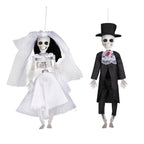 Halloween Skeleton Bride and Groom Ornaments for Party Decorations