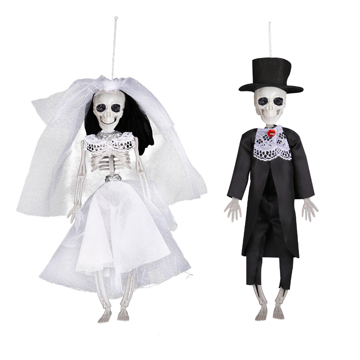 Halloween Skeleton Bride and Groom Ornaments for Party Decorations