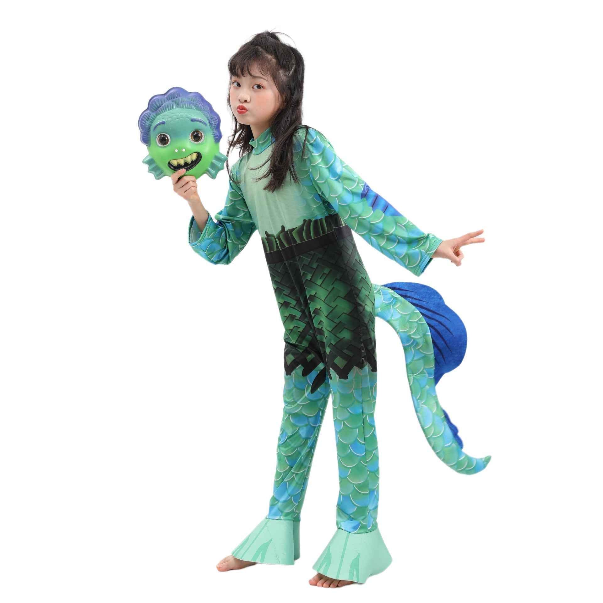 Kids Luca Alberto Sea monster Costume with Mask Halloween