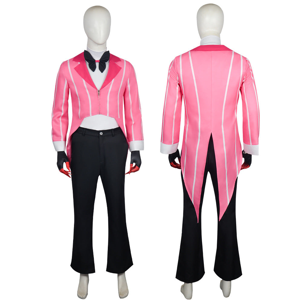 Hazbin Hotel Alastor Cosplay Costume Signature Red Pinstripe Tailcoat Full Set