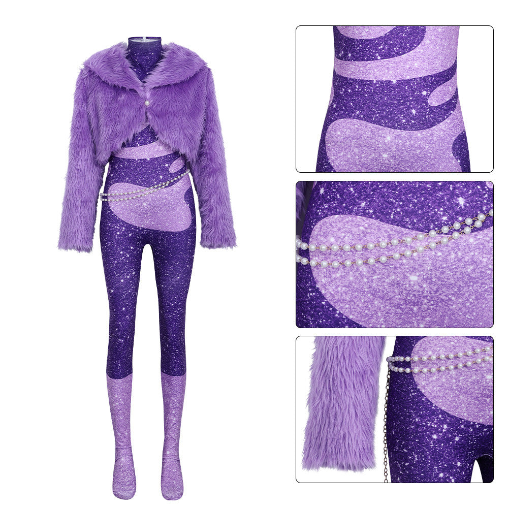 Zootopia 2 Gazelle Superstar Costume Purple Jumpsuit Cosplay Carnival Suit