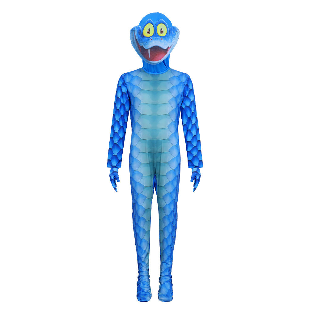 Zootopia 2 Gary Kids Costume Blue Scale Jumpsuit with Hood Cosplay Carnival