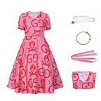 Zootopia 2 Lulu Inspired "GG" Pattern Pink Dress Cosplay Costume