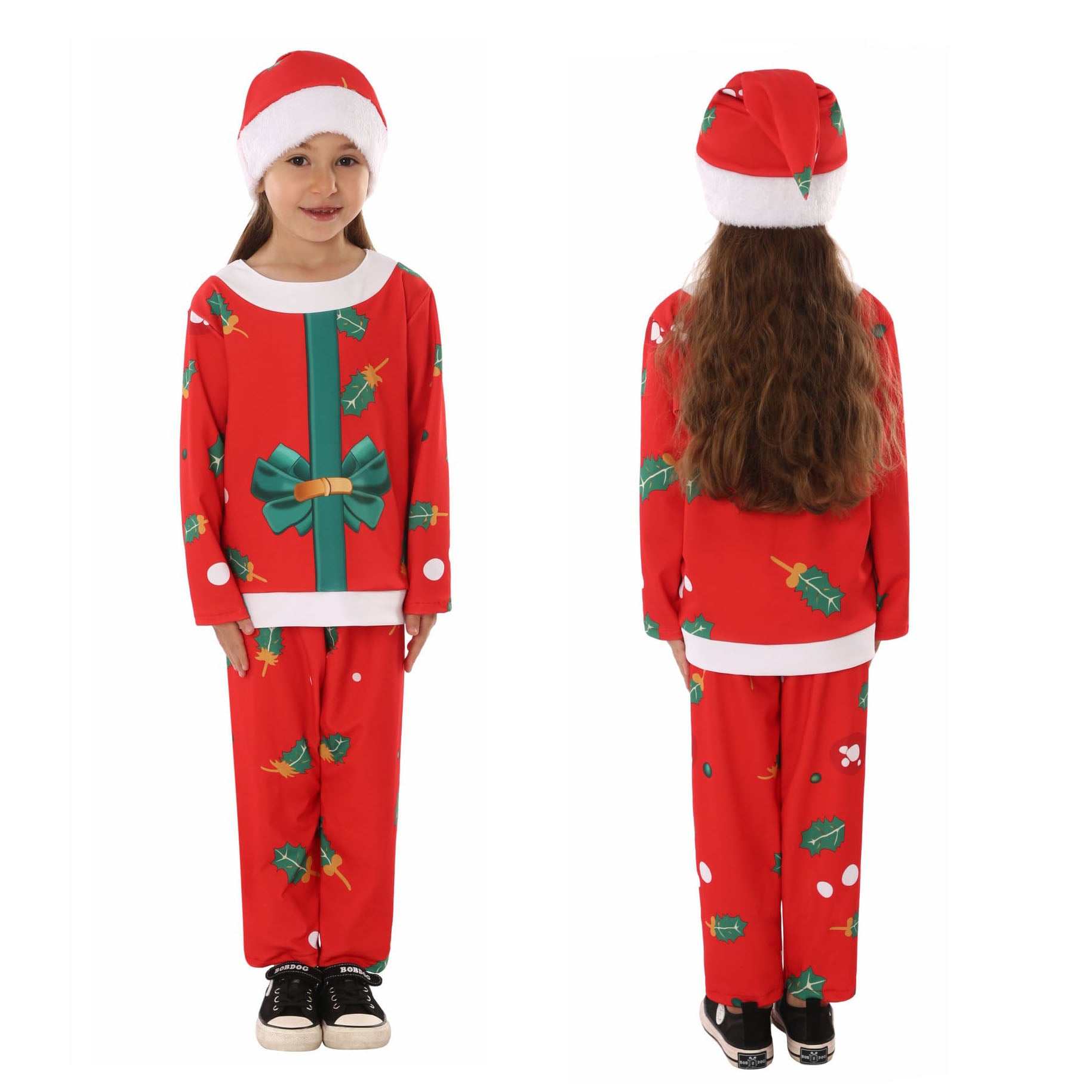 Children's Red Santa Claus Pajama Party Dress up Costume for Kids
