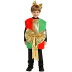 Christmas Present Costume Kids Gold Ribbon Gift Box Costume Vest