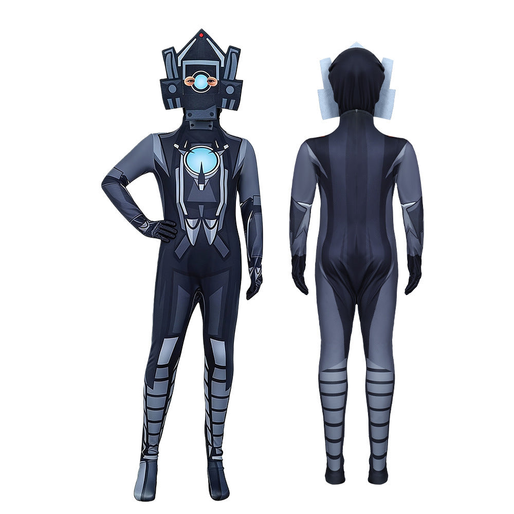 Titan Clockman Skibidi Toilet Jumpsuit Carnival Cosplay Costume For Kids