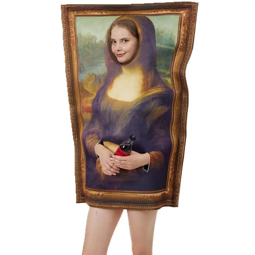 Spoof Murals Mona Lisa Artist Costume Funny Novelty Halloween - Azufun