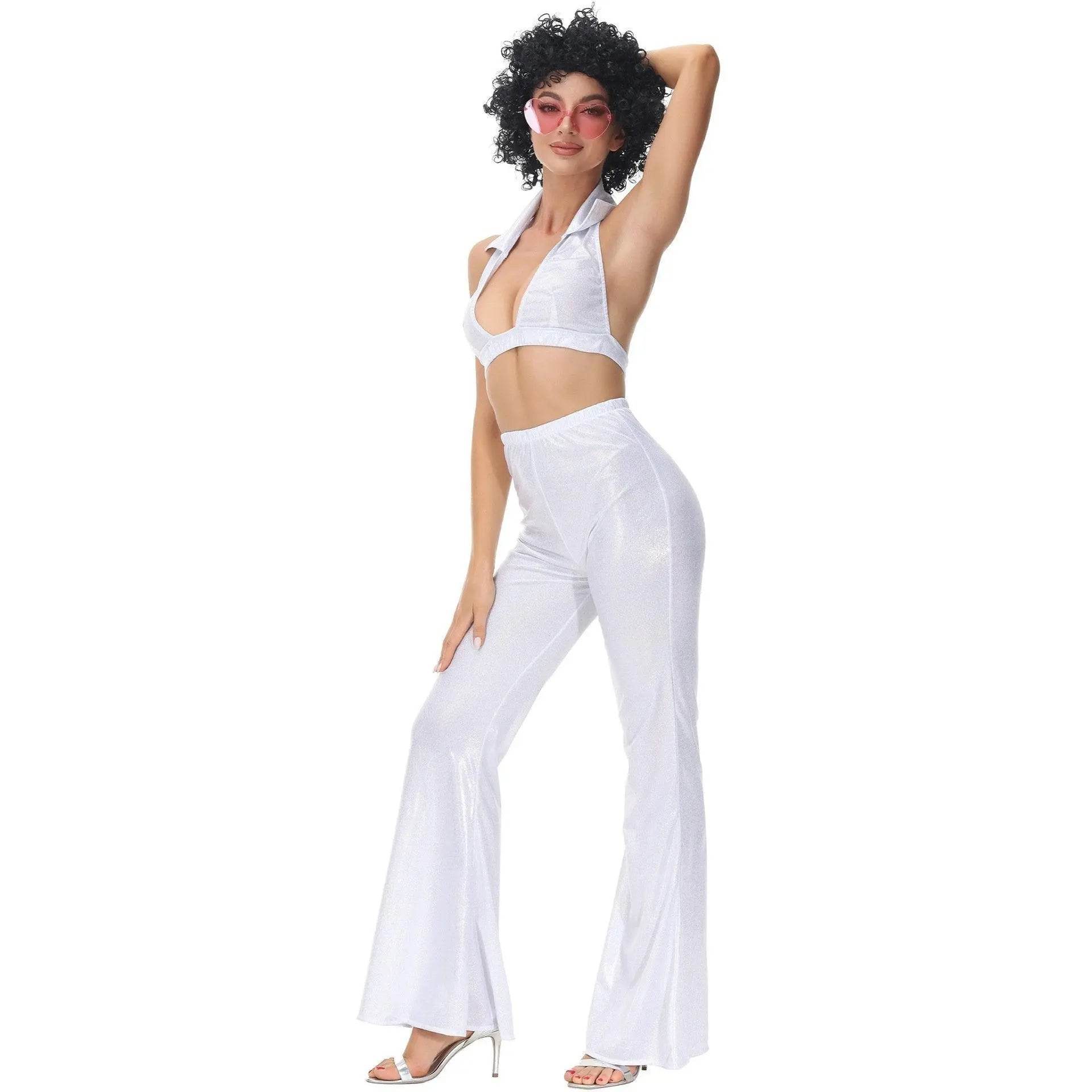 80s Retro Disco Costumes Fancy Dress Cosplay Halloween Outfit For Female - Azufun