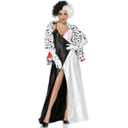 Adult Cruella Duster Costume Dress Uniform Halloween Women - Azufun