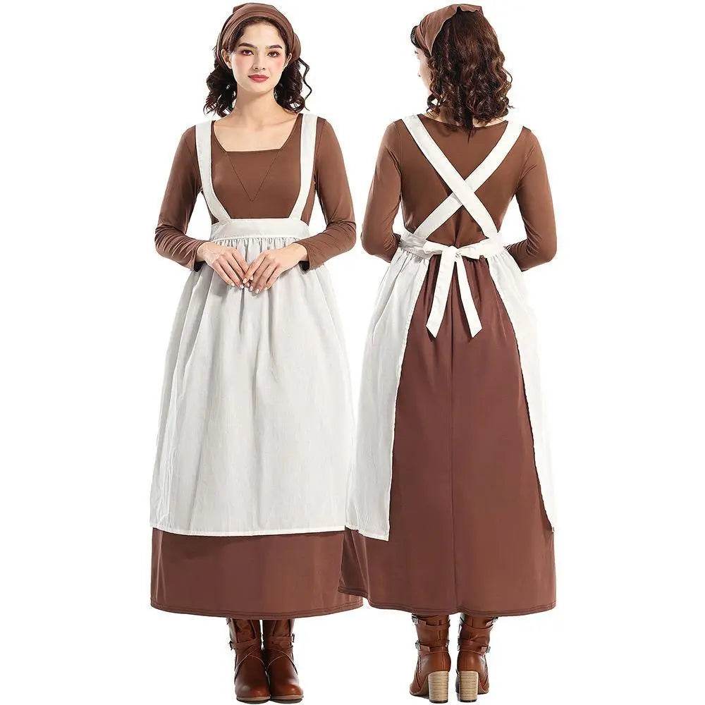 Adult Female French Manor Maid Costume Retro Halloween Dress - Azufun