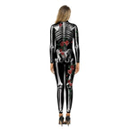Adult Skeleton Print Zentai Jumpsuit Halloween Cosplay Costume - Azufun