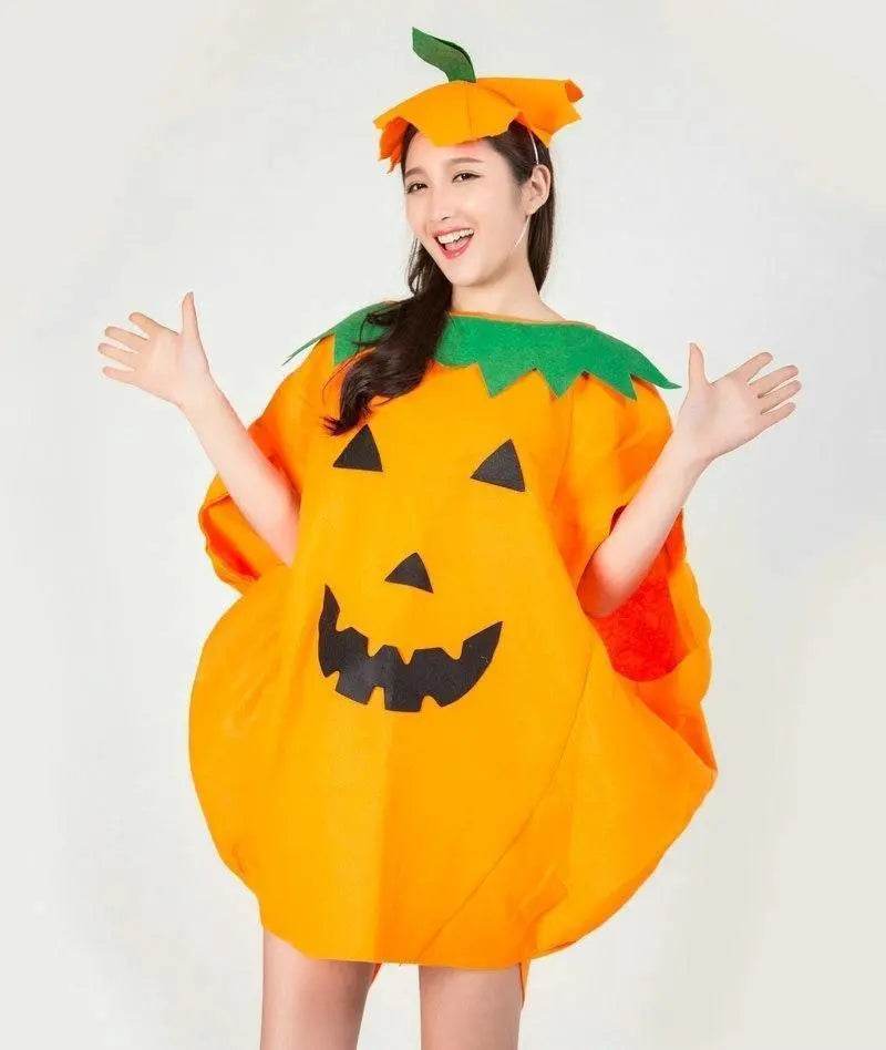 Adult Women Men Pumpkin Halloween Costume Party Wear - Azufun