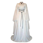 Antique solid color Halloween witch long sleeve dress - Azufun