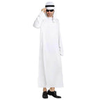 Arab sheik Prince masquerade male pure white Middle East Dubai clothes - Azufun